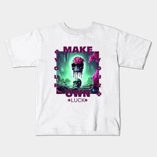 make your own luck skull lucky with pink flowers Kids T-Shirt